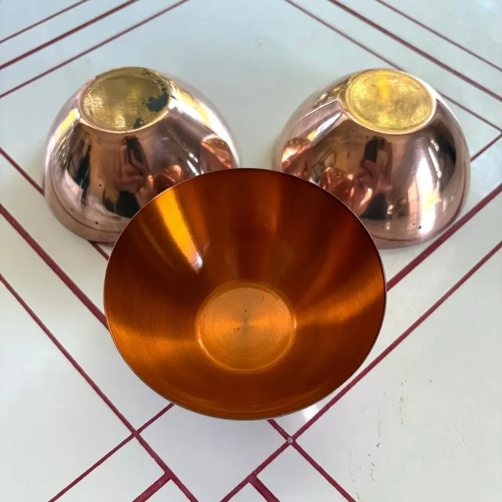 Vintage Enamel on Copper Bowls Set of 3 Scandinavian Modern